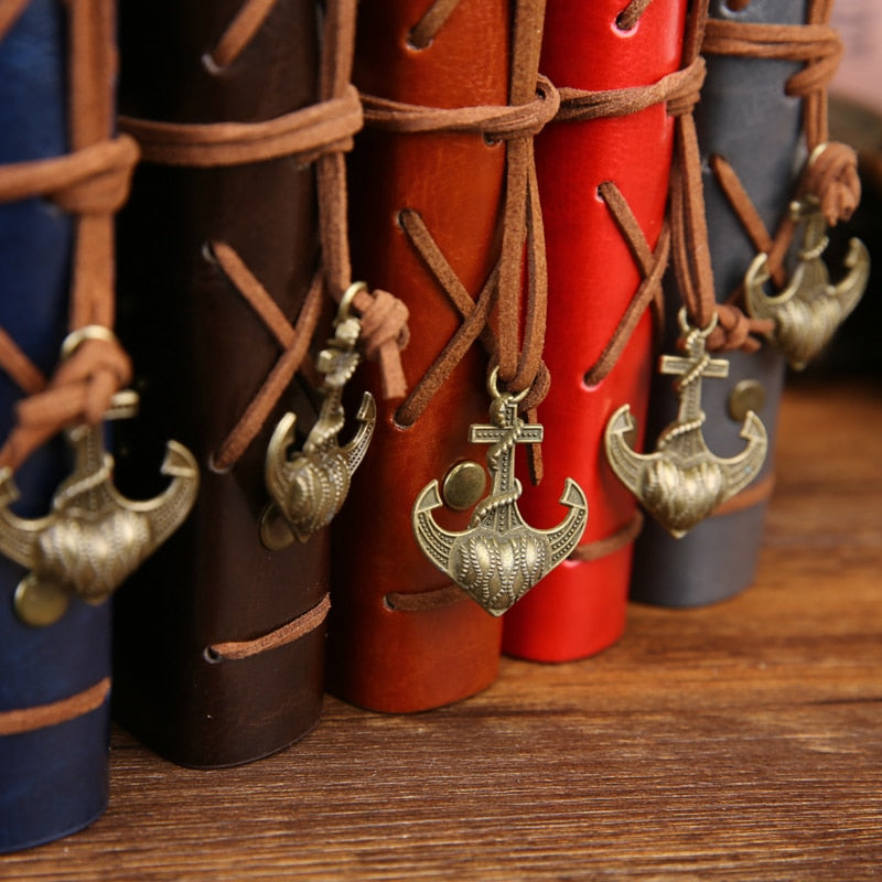 Retro Pirate Anchors Leather Notebook/Journal with Replaceable Stationery