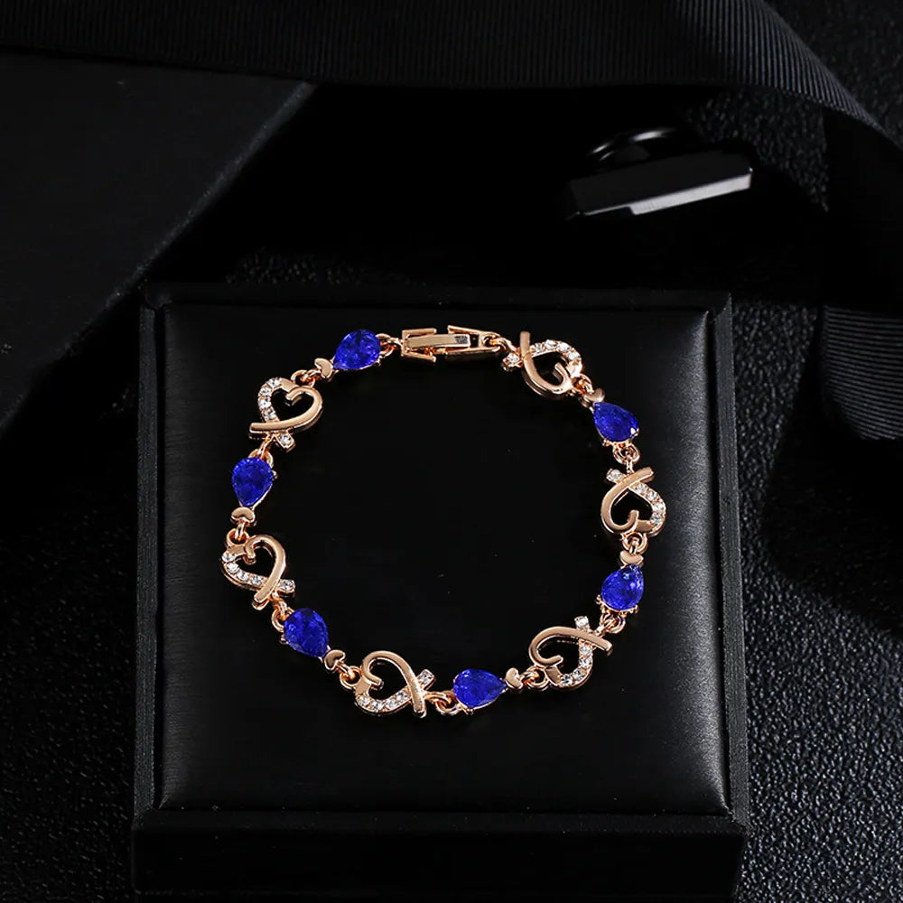 SUMENG New 5 Colors Crystal Heart Chain Bracelet.