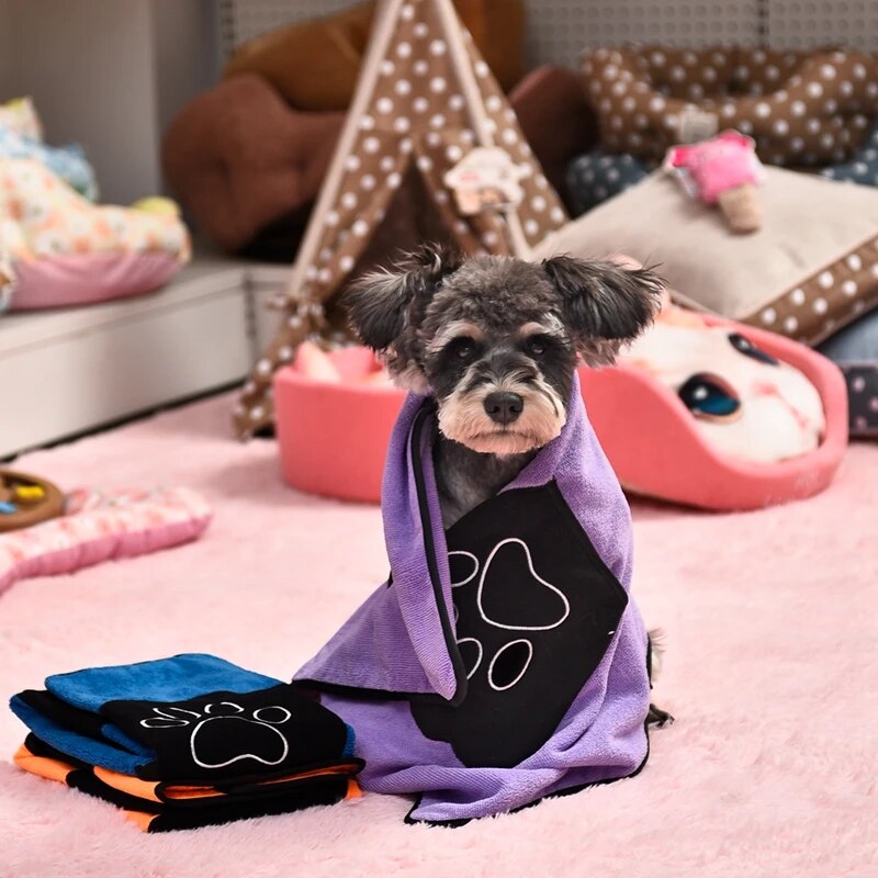 Pet Ultra-absorbent Bath Towel Made By Microfiber. Light Purple Only.