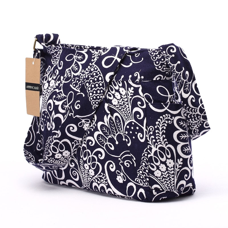 Annmouler Women's Cotton Crossbody Shoulder Bag With Multiple Pockets.