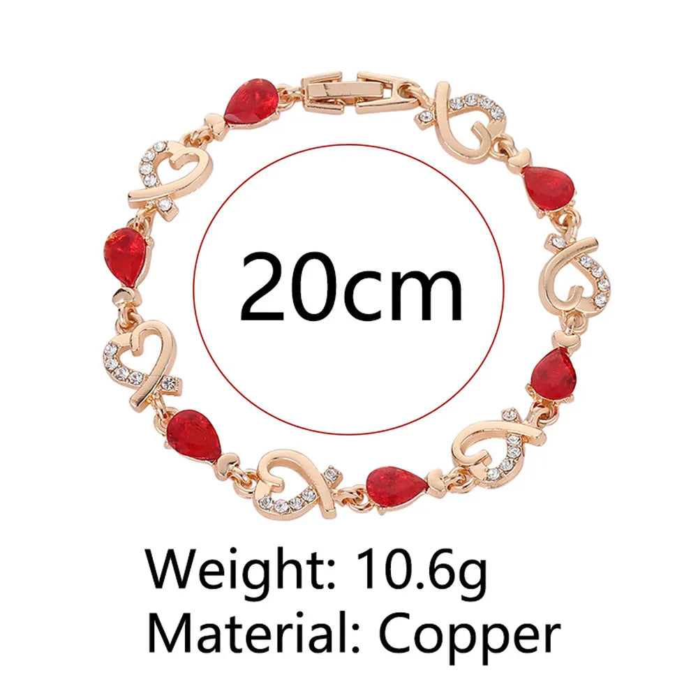 SUMENG New 5 Colors Crystal Heart Chain Bracelet.