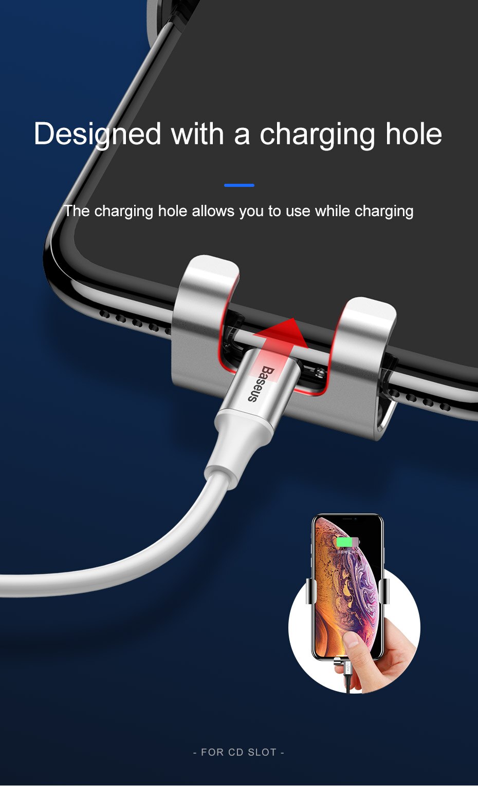 Car cell phone holder mounts in the CD player Suitable for iphones and Samsung mobiles.