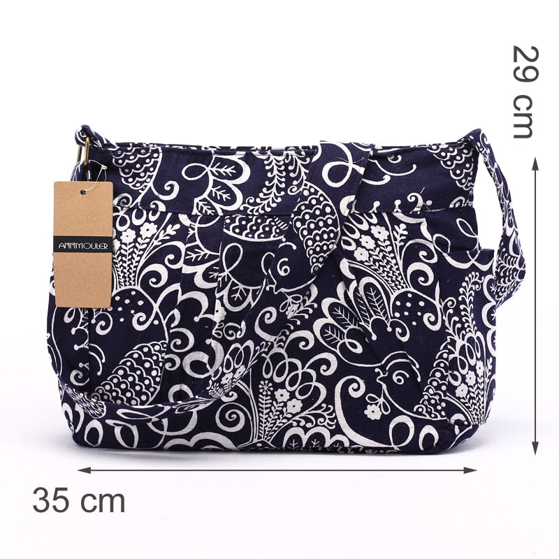 Annmouler Women's Cotton Crossbody Shoulder Bag With Multiple Pockets.