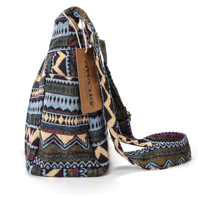 Annmouler Women's Cotton Crossbody Shoulder Bag With Multiple Pockets.