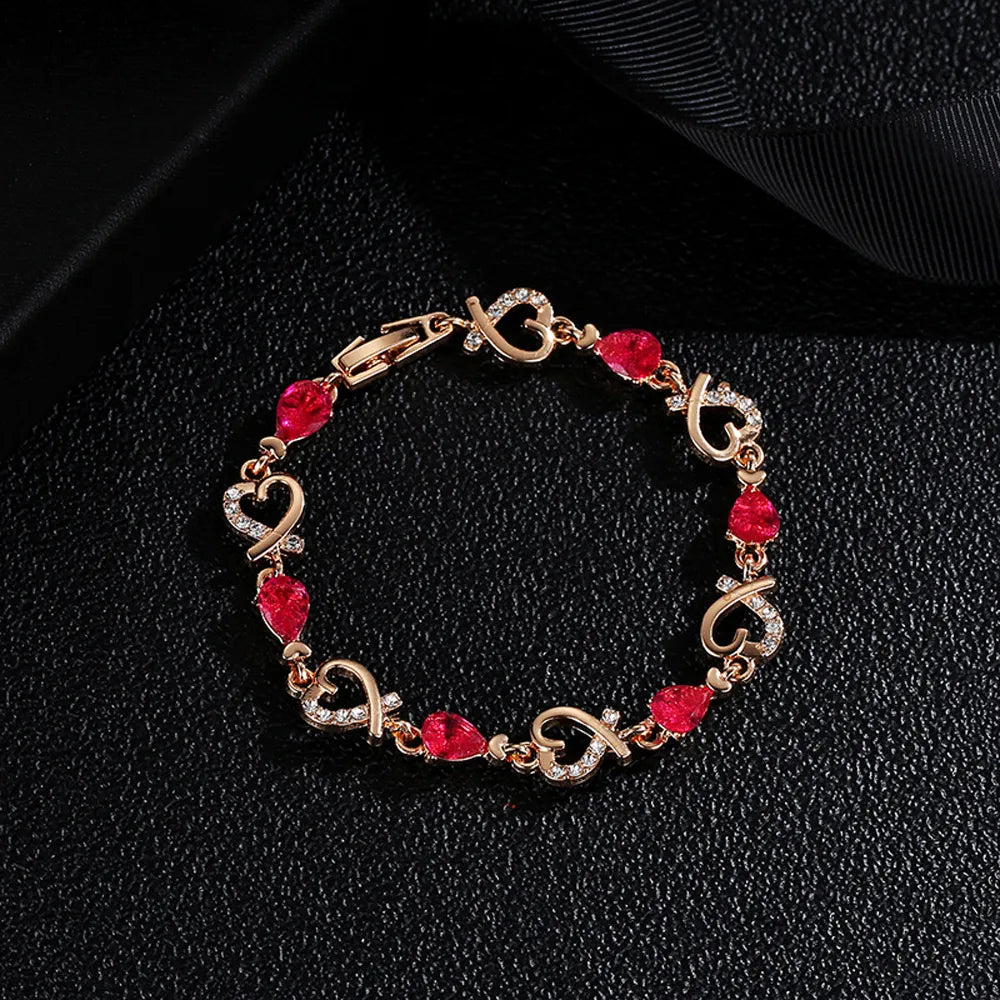 SUMENG New 5 Colors Crystal Heart Chain Bracelet.