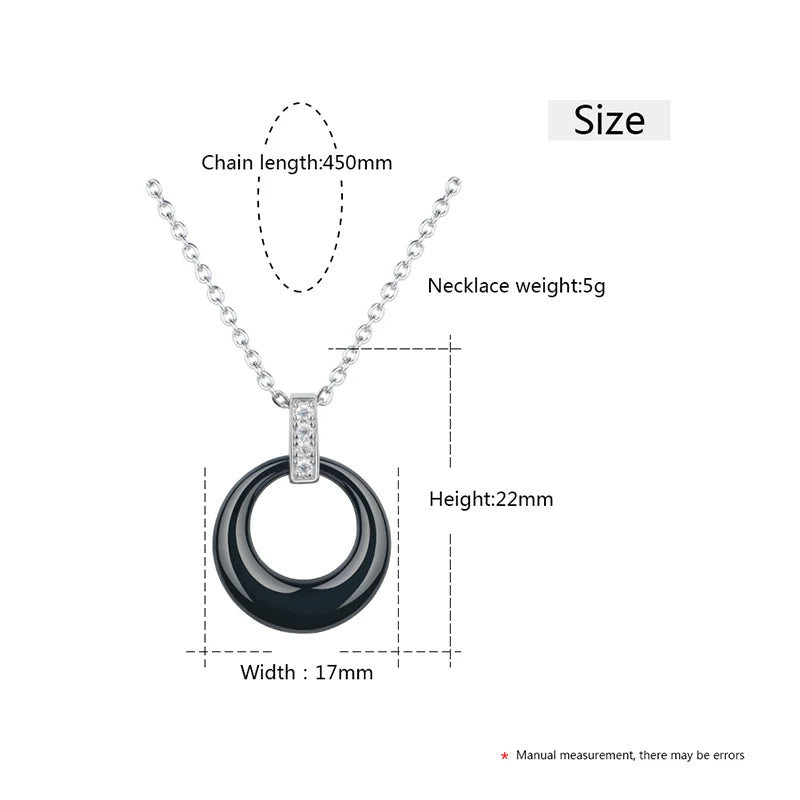 Women's Circle Ceramic Pendent Necklace