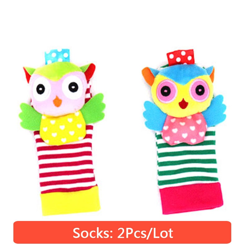 0-12 Months Baby Animal Socks+ Rattle OR Wrist Strap +Rattles.