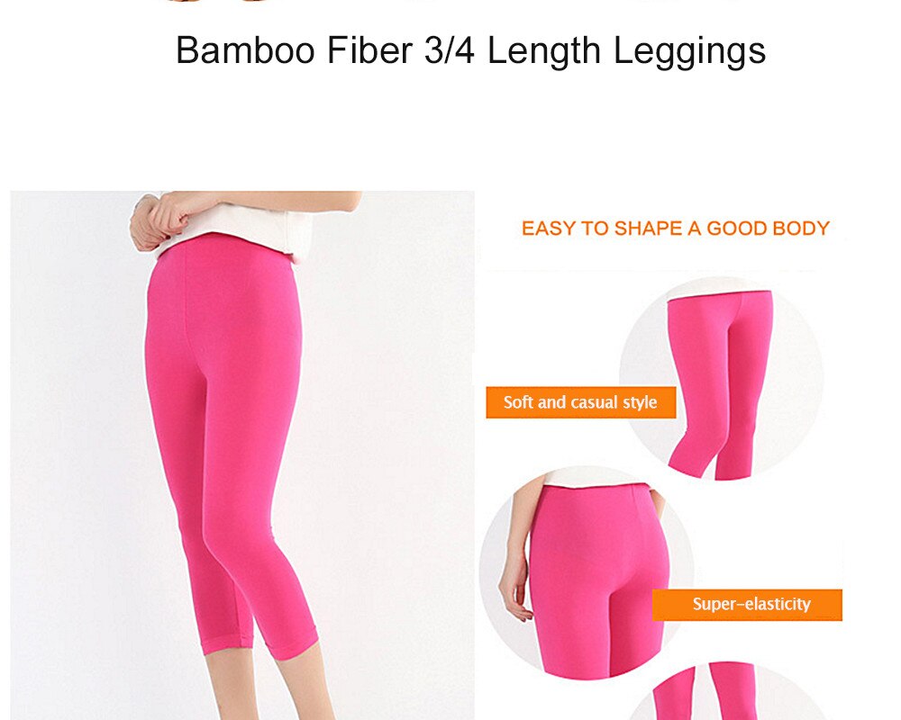 Women's High Stretch Capri Style Casual Bamboo Fiber Leggings. Come in Plus Sizes.