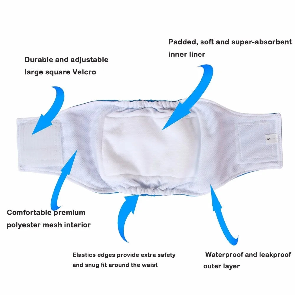 2/3/4/5Pack Cotton Cloth Diaper For Male Dogs