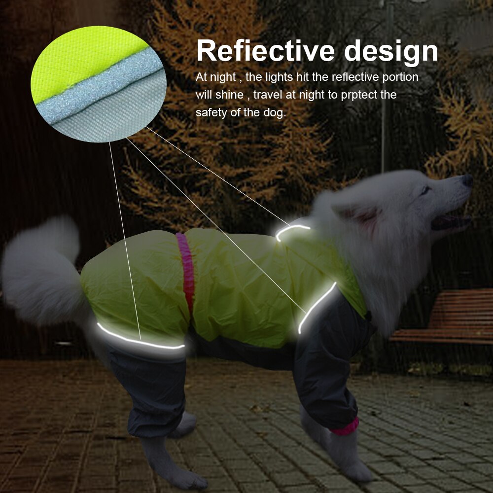 Dog S-2XL Reflective Raincoat.