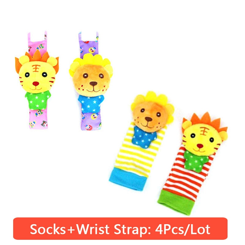 0-12 Months Baby Animal Socks+ Rattle OR Wrist Strap +Rattles.