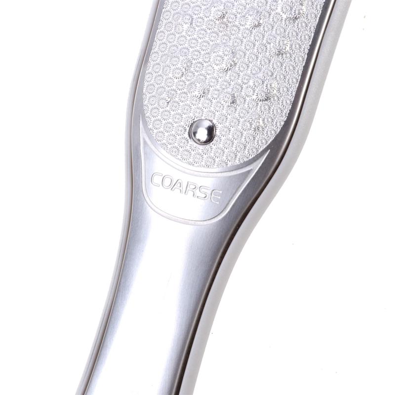Stainless steel pedicure file. Removes callus and exfoliates your feet.