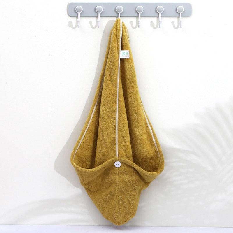 Absorbent quick -drying hair towel.