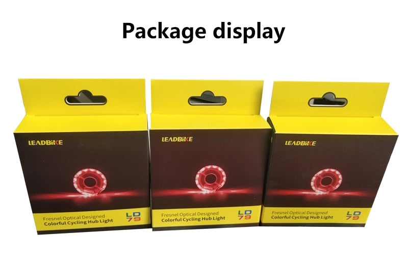 Smart rechargeable LED Bicycle Wheel Light. 7 colors with 18 changeable modes attaches to the hub.