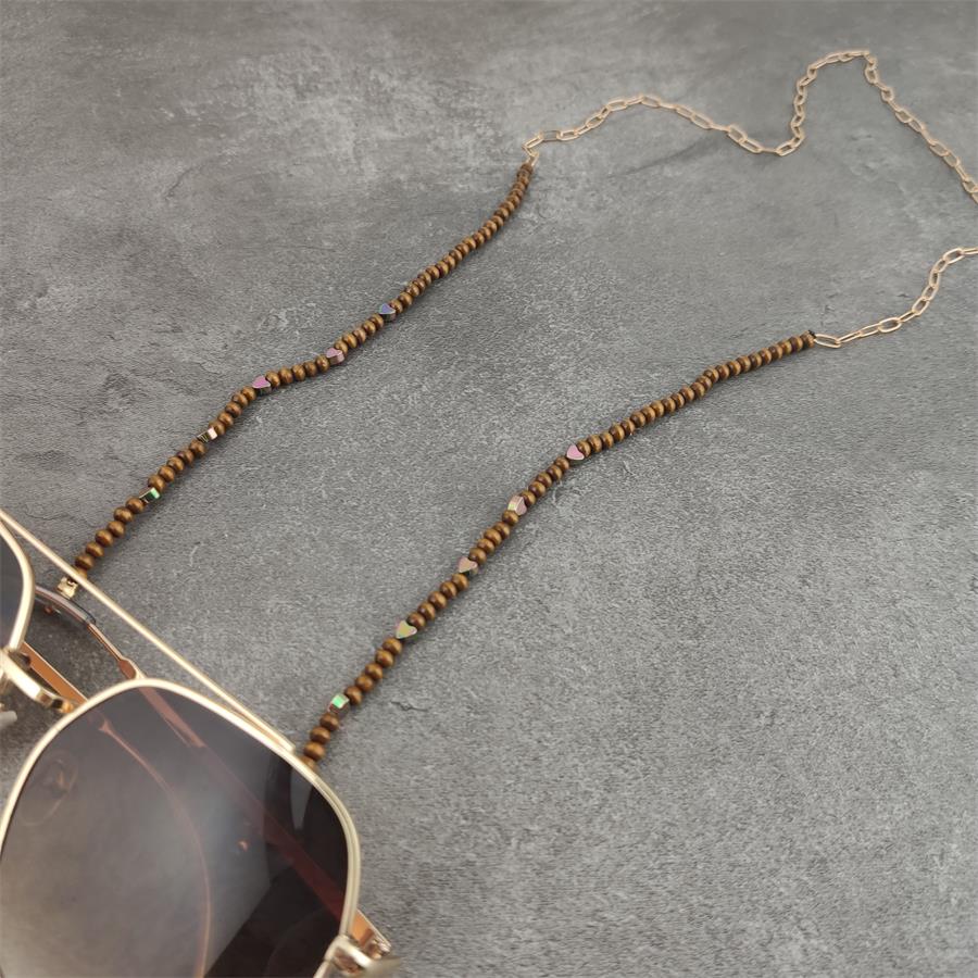 Boho Wood Bead Chains with Silver Metal Balls For Eyeglasses/Sunglasses.