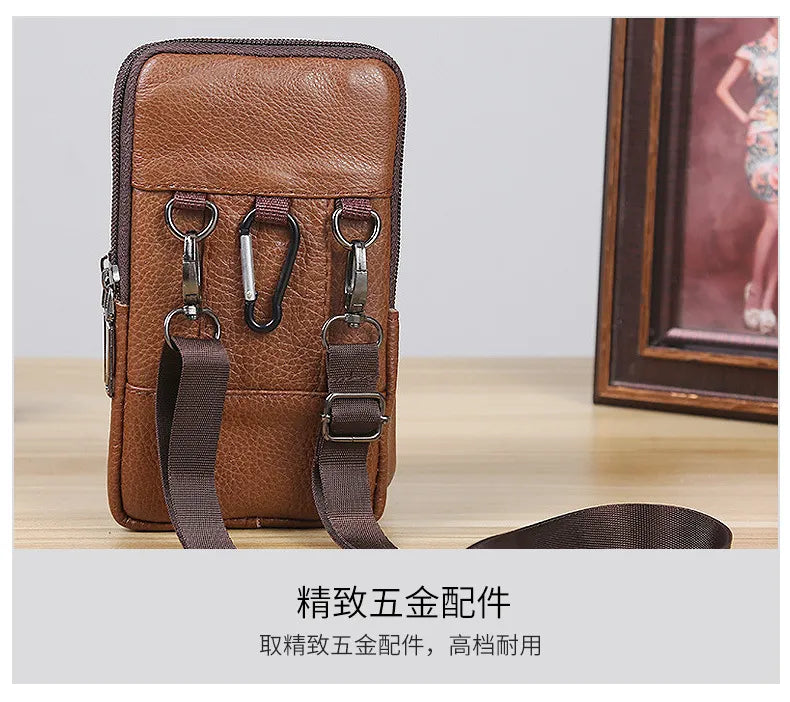 Men Leather Waist Belt Bag.