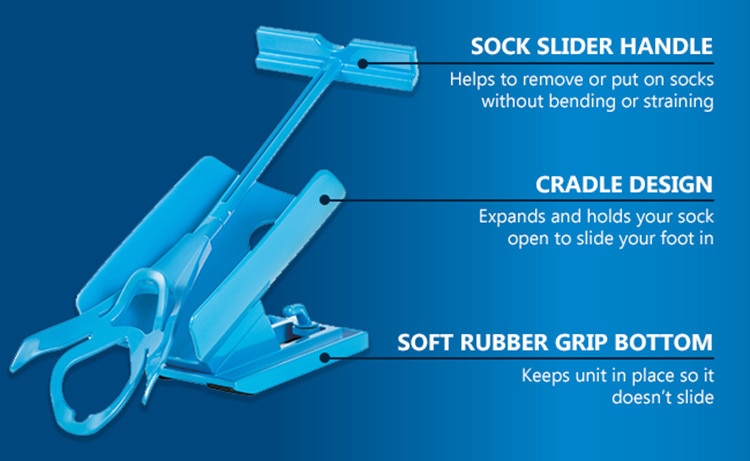 Sock Aid Kit. Easy to Slide Your Sock On/Off Avoiding Straining While Bending OR Stretching.