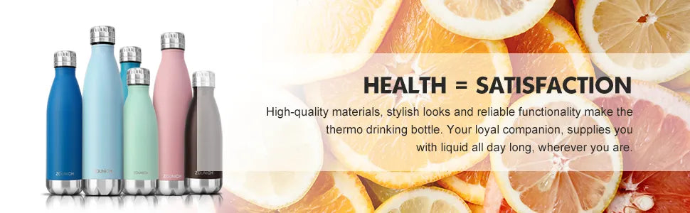 ZOUNICH Stainless Steel Double-Wall Insulated Vacuum Water Bottle.