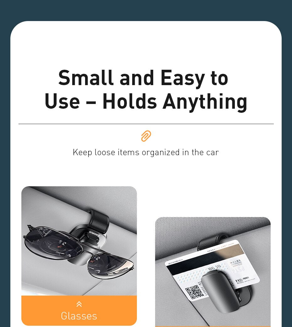 Sun visor clip to hold your sun glasses or eyewear.