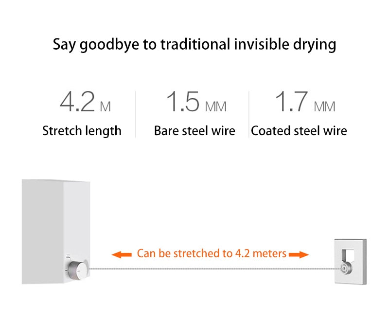 Retractable Wall Hanging Indoor Steel Wire Clothes Line.