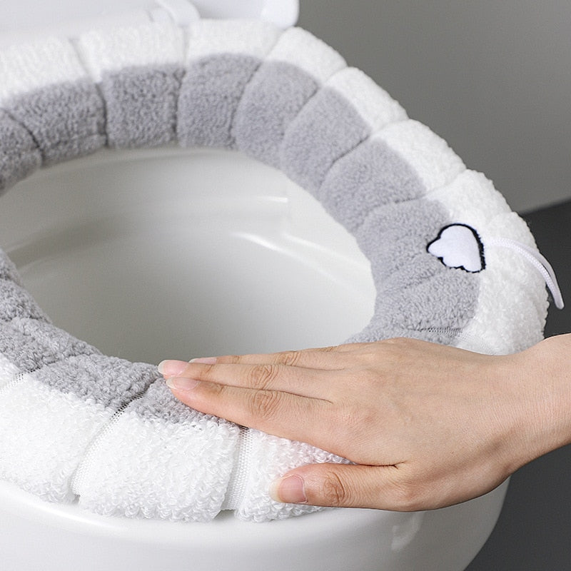 Universal Soft Warm Toilet Seat Cushion.  Easily removed and washable.
