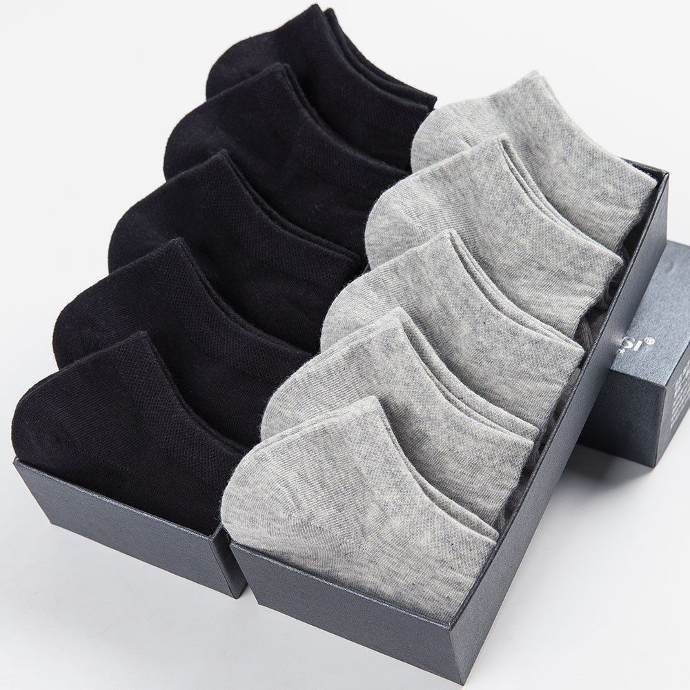 5 Pairs Low Cut Men/Women Cotton Sports Socks. Solid Black White Or Gray.