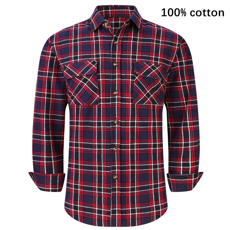 Men's Plaid Flannel Casual Long-Sleeved Shirt. Sizes For (USA SIZE S M L XL 2XL)