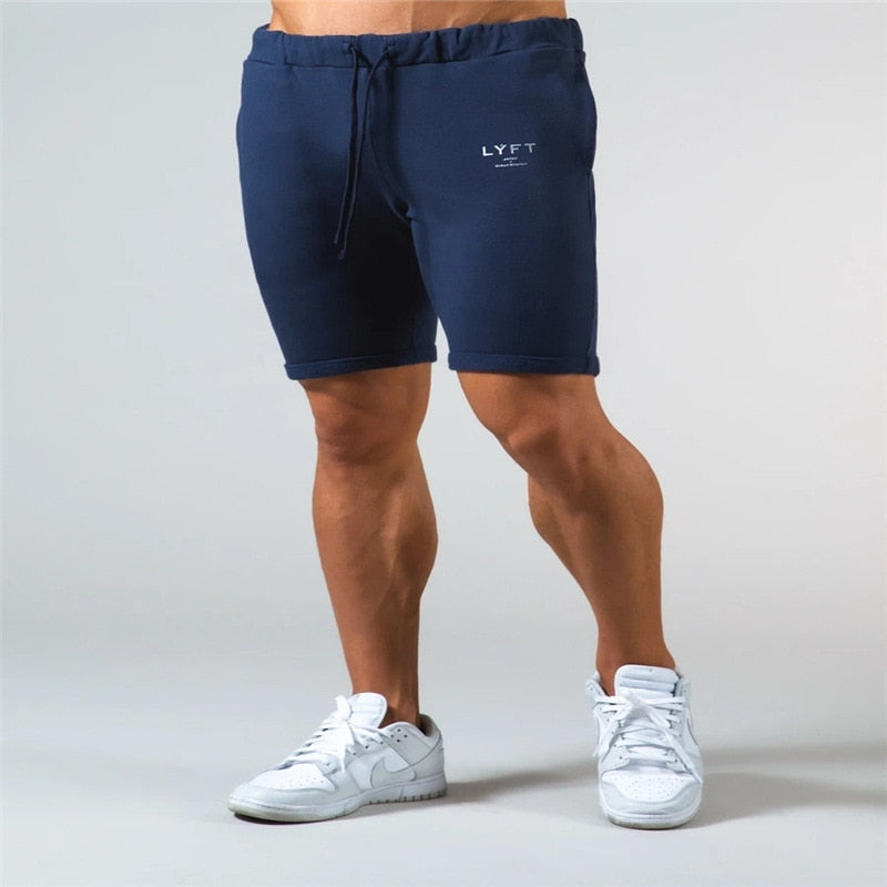 Men's gym sports casual cotton shorts for running and bodybuilding.