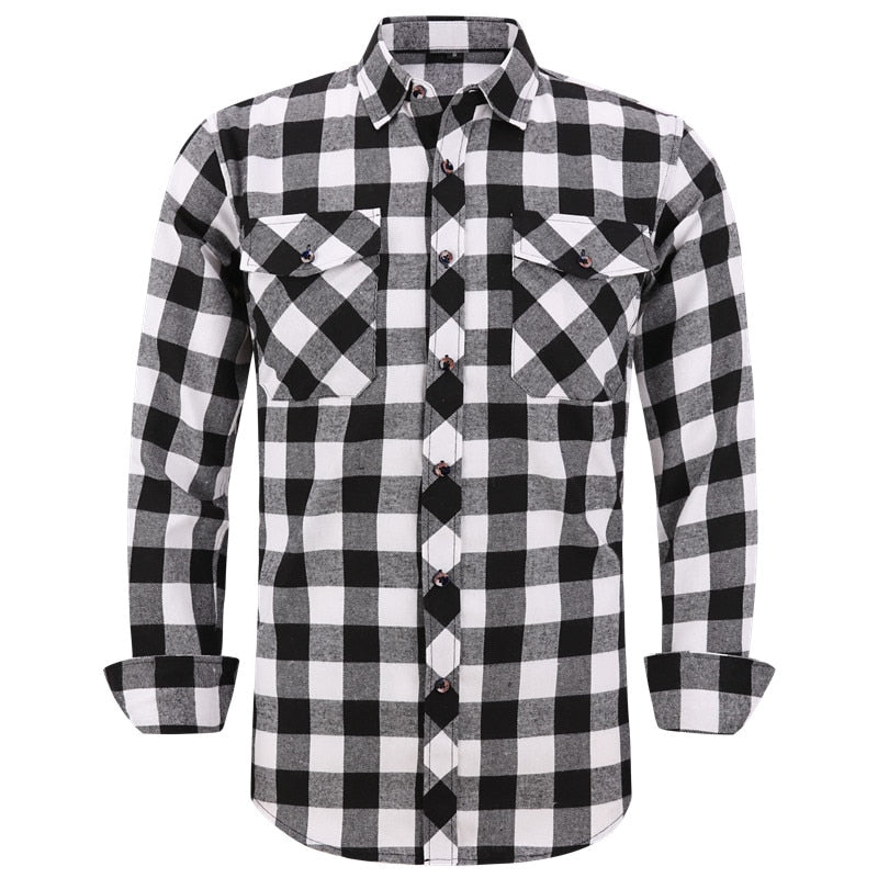 Men's Plaid Flannel Casual Long-Sleeved Shirt. Sizes For (USA SIZE S M L XL 2XL)