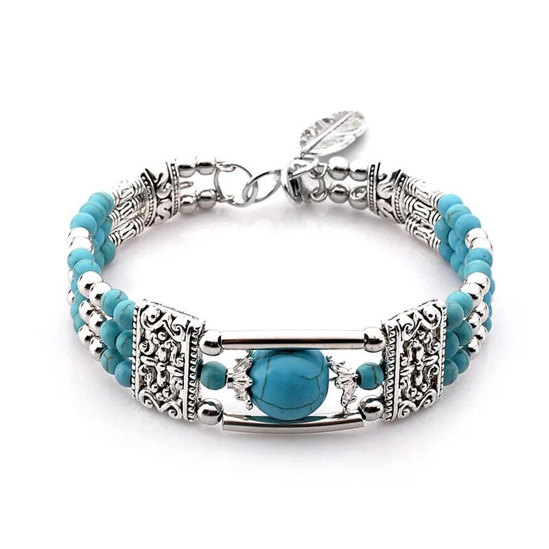 Vintage Natural Stone Bohemian Bracelet For Women.