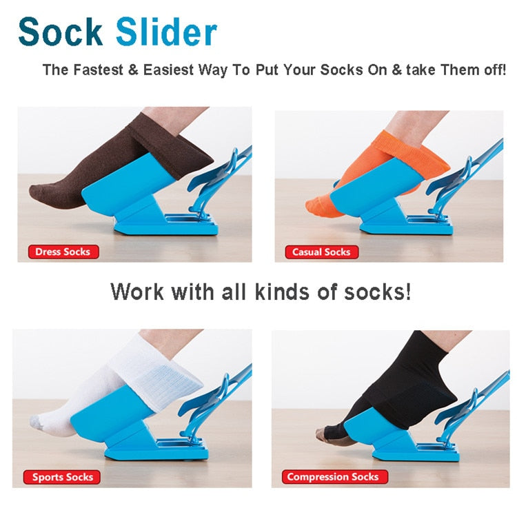 Sock Aid Kit. Easy to Slide Your Sock On/Off Avoiding Straining While Bending OR Stretching.