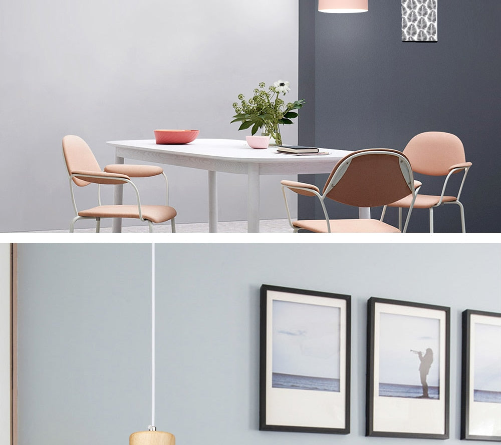 Nordic Wood Pendant Lights. E27 220V for Dinning Room, Kitchen or restaurant decoration.