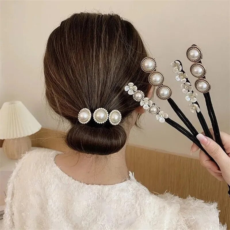 Pearl Ponytail Hair Twists To Make Elegant Buns.