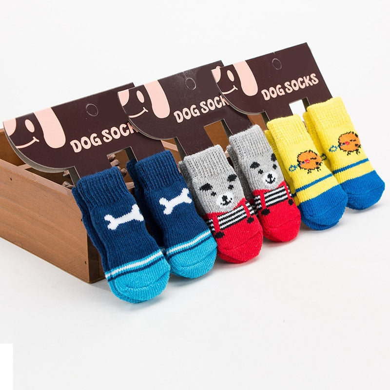 4pcs Anti Slip knitted Socks For Small to Medium Dogs.