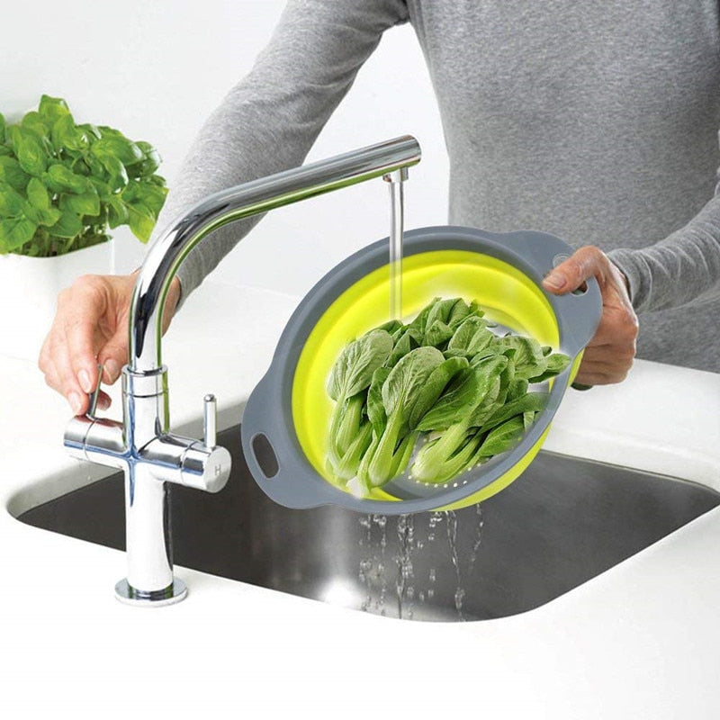 Foldable vegetable, fruit strainer.