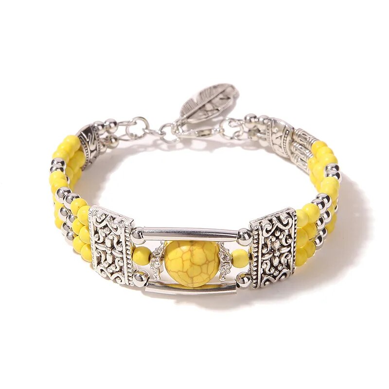 Vintage Natural Stone Bohemian Bracelet For Women.