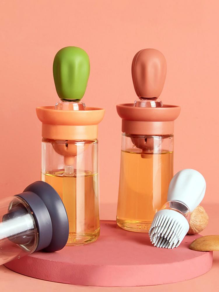 150ml Kitchen Glass Oil Bottle With Silicon Brush and dispenser.