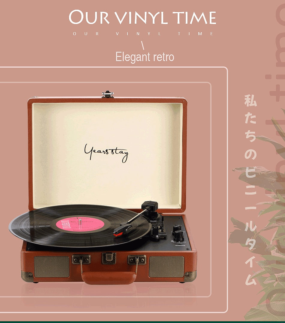 Vinyl Turntable Record Player LP Disc BT Gramophone Phonograph