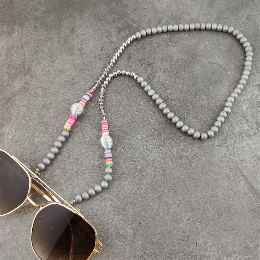 Boho Wood Bead Chains with Silver Metal Balls For Eyeglasses/Sunglasses.