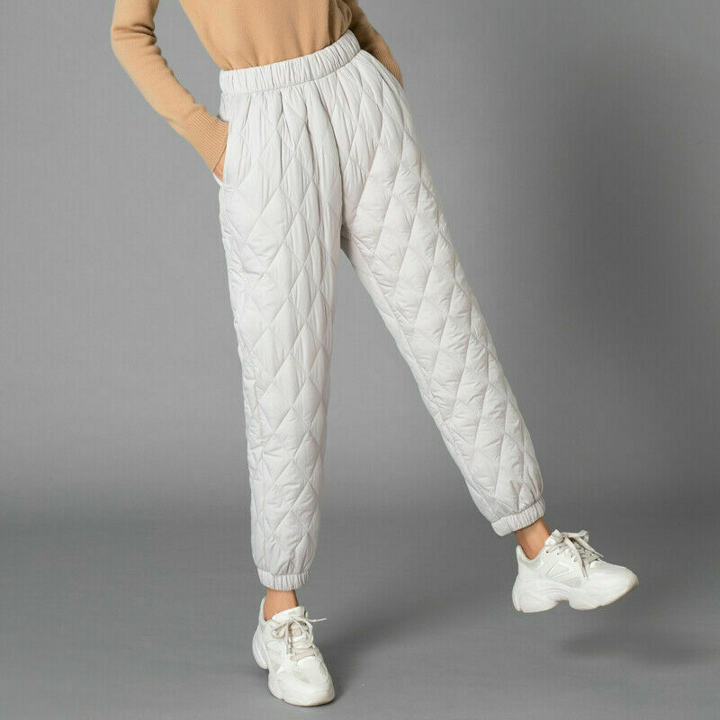 Warm Elastic Waist Cotton Quilted Pants.