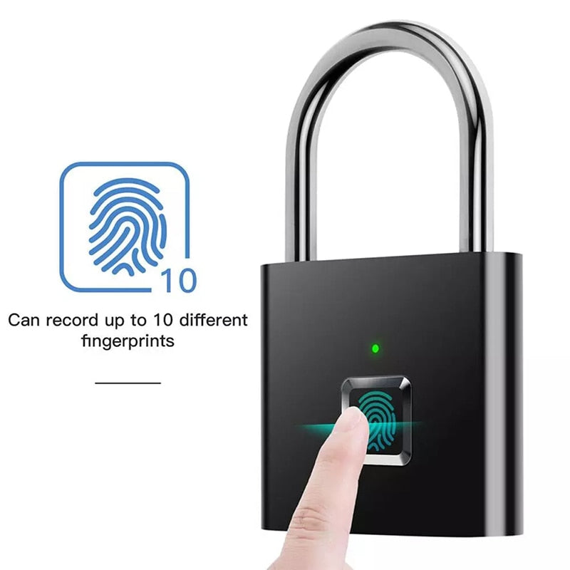 Mini & Smart Biometric USB Rechargeable Thumbprint Padlocks For Quick Keyless Entry.