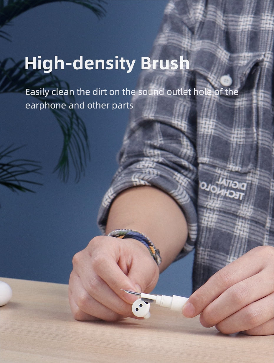 Hagibis Cleaner Kit for earbuds . Kit includes all in one pen with metal tip, brush head and sponge to clean hard to get places.