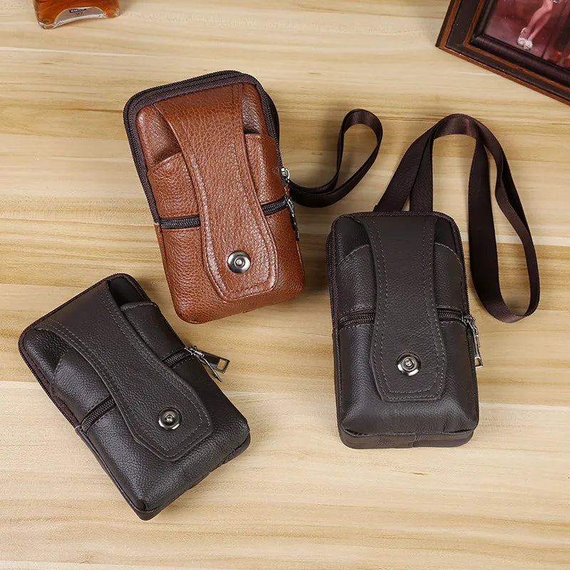 Men Leather Waist Belt Bag.