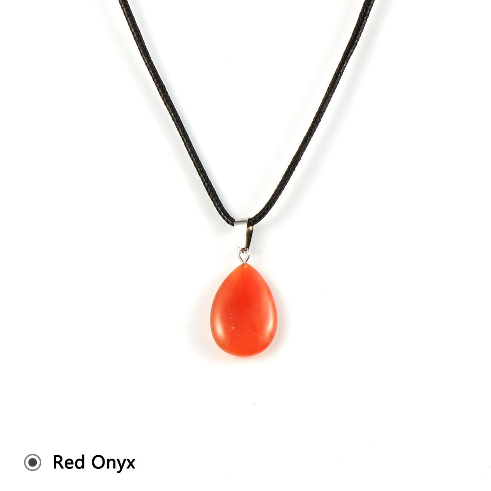 Women Natural Water Drop Pendant Necklace. Easy To Wear As A Necklace OR Choker with a Variety of Stones.