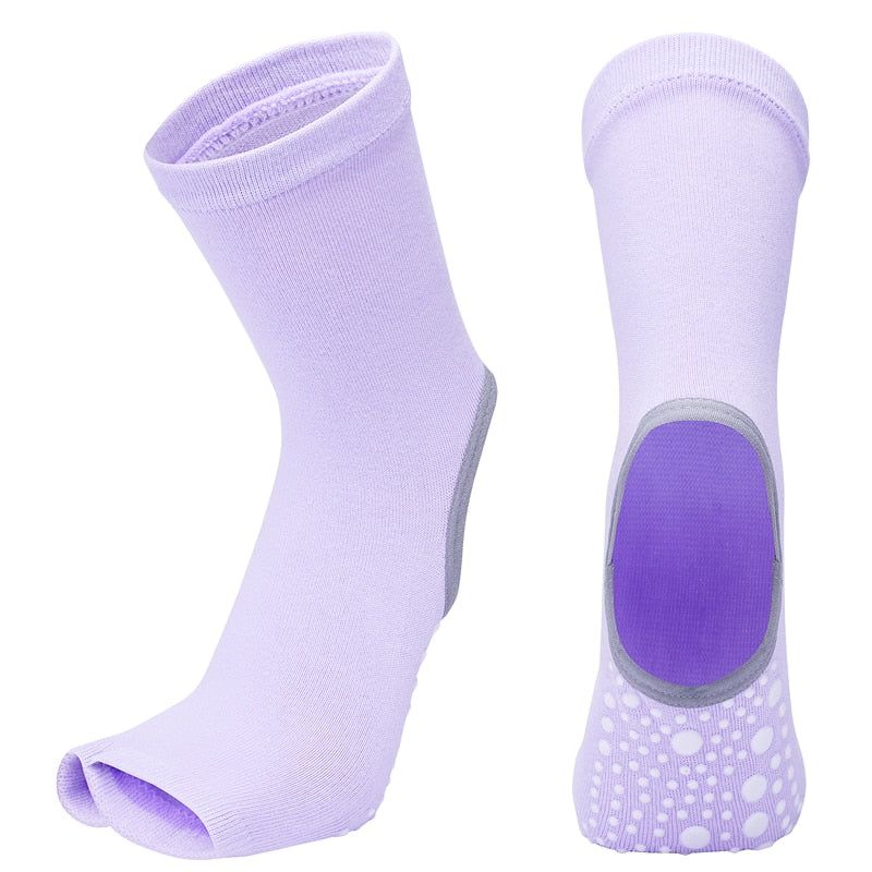 Yoga Cotton Socks With Silicone Non Slip. Open Foot Heel For Ballet Dance Socks.