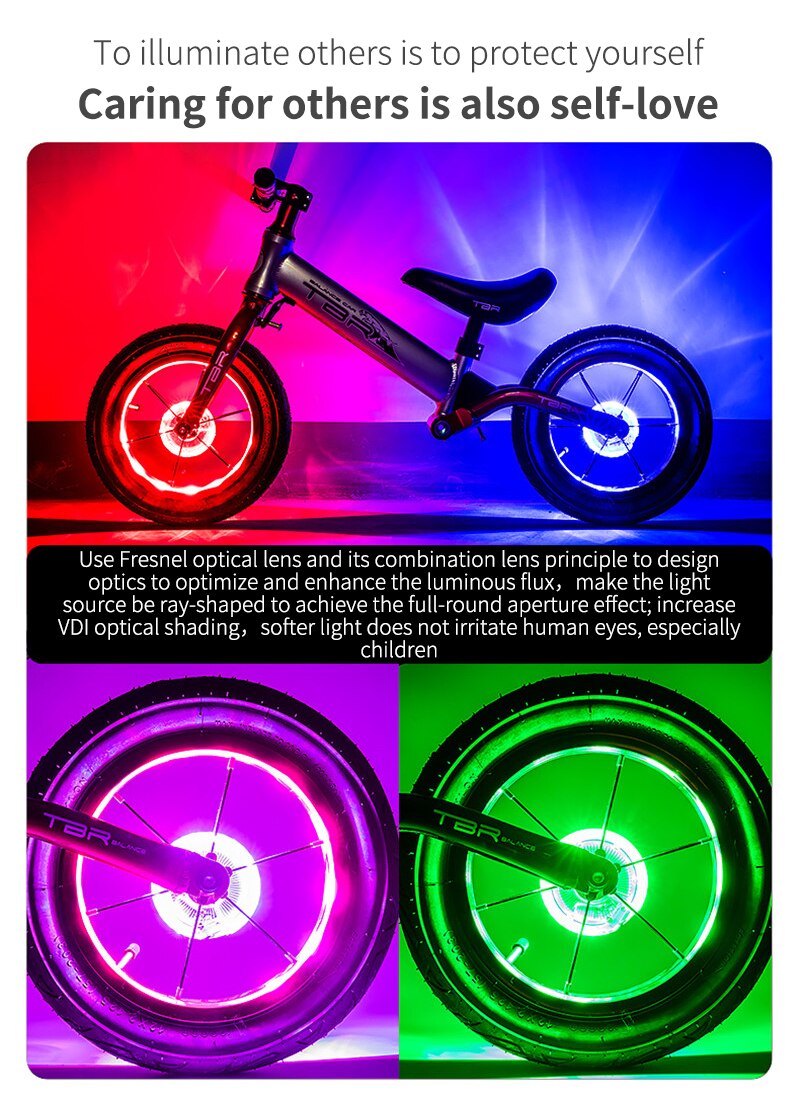 Smart rechargeable LED Bicycle Wheel Light. 7 colors with 18 changeable modes attaches to the hub.