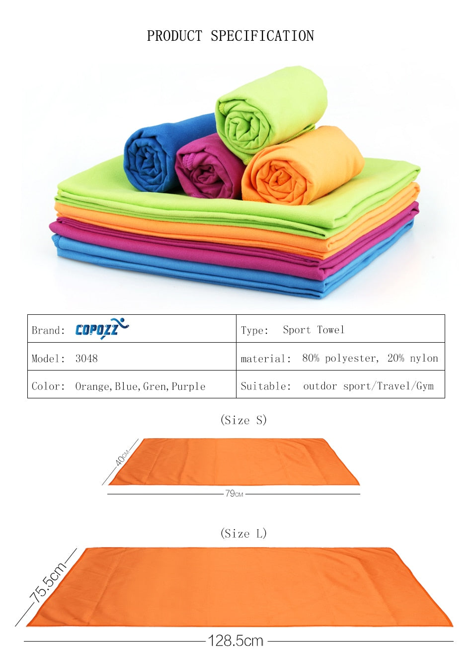 Copozz Microfiber, Easy Drying Small OR Large Travel Towel.