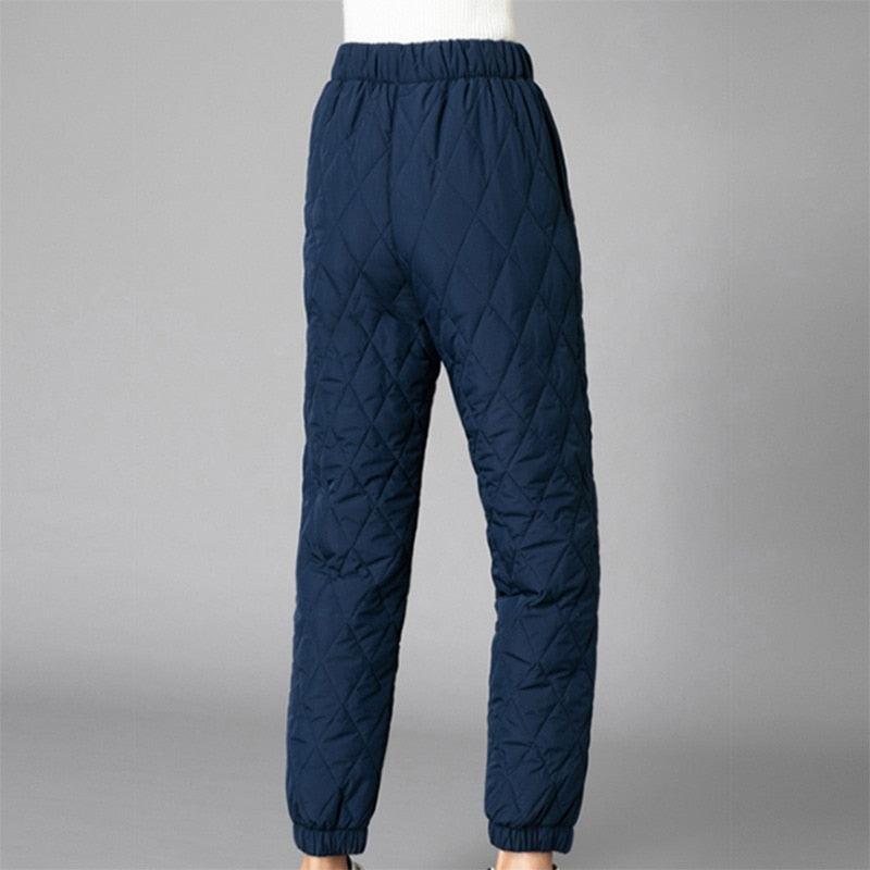 Warm Elastic Waist Cotton Quilted Pants.