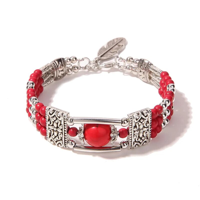 Vintage Natural Stone Bohemian Bracelet For Women.