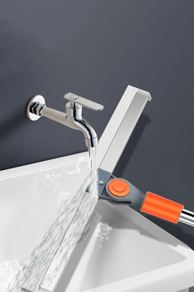 Silicone Magic Broom With Wiper For Floors Or Glass With 82-125 Extension and 180 Degree Swivel